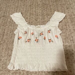Cute embroidered floral smocked tank